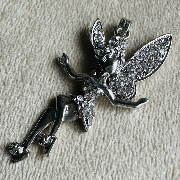 Jewelry - Articulated Rhinestone Fairy Pendant – Tinker Bell Inspired Silver Tone